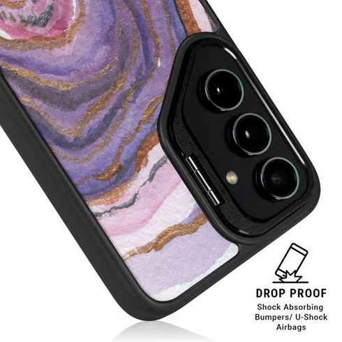 Lilac Watercolor Geode Galaxy S24 FE Kickstand Case